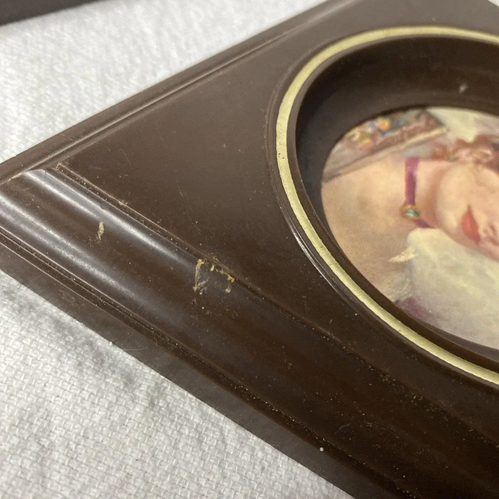 Set Of 2 Vintage Brown Plastic Picture Frames